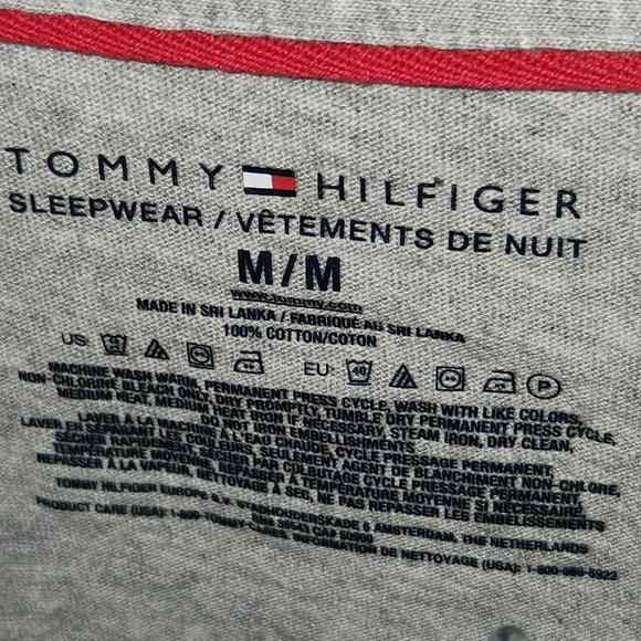 Tommy Hilfiger Gray Graphic V Neck T-Shirt Tee Sleepwear Logo Medium - Picture 4 of 6